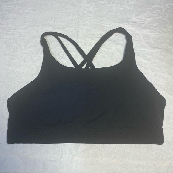 Athleta 12 Girl or XS Women’s Strappy Back Sports Bra Yoga Longline Black - Picture 5 of 8